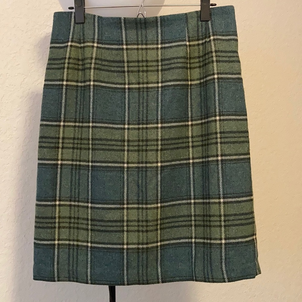 Vintage green/blue plaid J.G.Hook wool-blend skirt